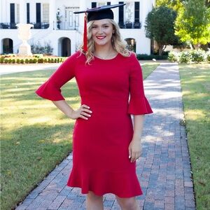 White House Black Market Red Bell Sleeve Sheath Dress - Size 10